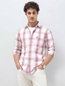 U.S. POLO ASSN. - Men Orange Cotton Collar Neck Shirt