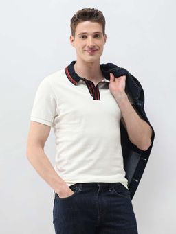 U.S. POLO ASSN. - Men White Cotton Collar Neck Polo T-Shirt