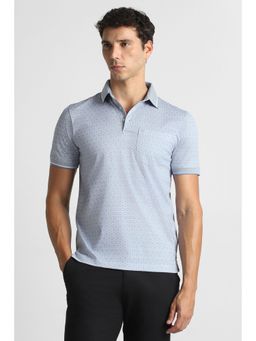 Van Heusen - Men Blue Cotton Collar Neck Polo T-Shirt