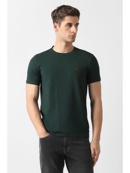 Van Heusen - Men Green Cotton Blend Crew Neck T-Shirt