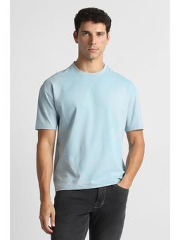 Van Heusen - Men Blue Cotton Blend Crew Neck T-Shirt