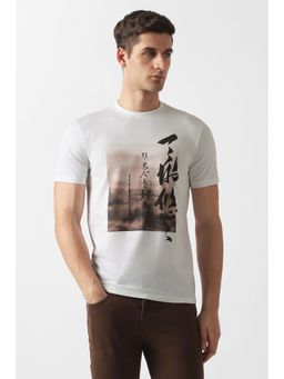 Van Heusen - Men White Cotton Blend Crew Neck T-Shirt