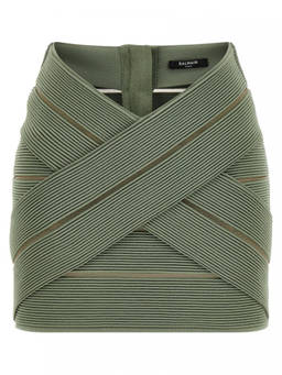 BALMAIN - Green V-Shaped Waist Skirt (26)