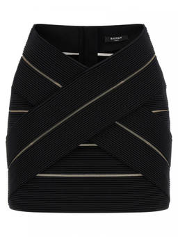 BALMAIN - Black V-Shaped Waist Skirt