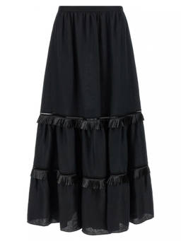 Kiton - Black Fringed Skirt (28)