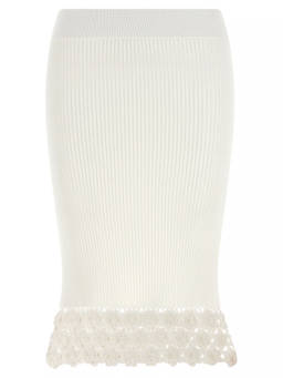 Ganni - White Cotton Crochet Skirt