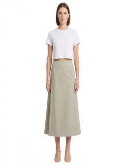 Rier - Beige Solid Midi Skirt