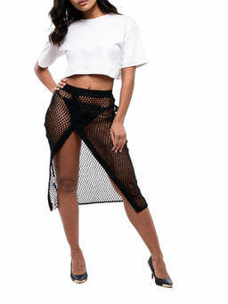 OFF-WHITE - Black Transparent Midi Skirt