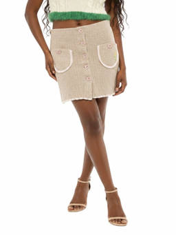 Cormio - Beige Textured Mini Skirt