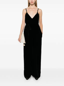 Gold Hawk - Black Velvet V-Neck Jumpsuit