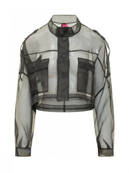 Pinko - Black Transparent Mandarin Collar Jacket