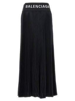 Balenciaga - Black Logo Pleated Skirt (28)