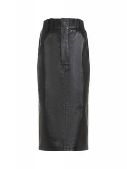 Saint Laurent - Black Lamb Leather Midi Skirt (26)