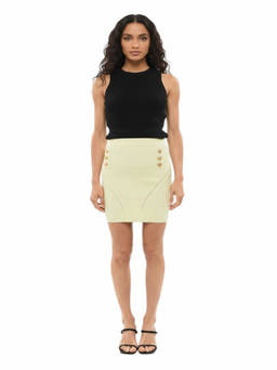 BALMAIN - Light Yellow Knit Miniskirt