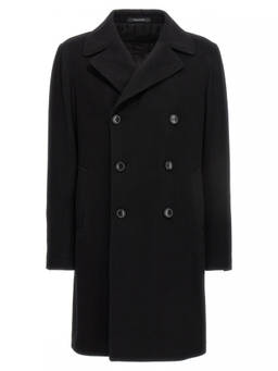 Tagliatore - Black Double Breasted Buttoned Coat