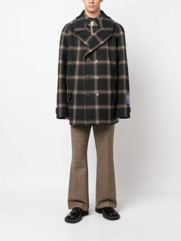 Maison Margiela - Black Check-Pattern Wool Coat