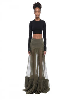 Saint Laurent - Green Flared Maxi Skirt (26)