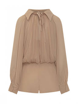 Marni - Beige Solid Shirt Collar Playsuit (S)