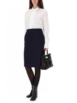 Maison Margiela - Blue Solid Midi Skirt