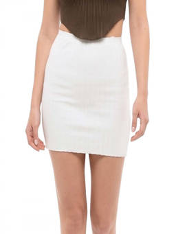 COTTON CITIZEN - White Textured Mini Skirt (28)