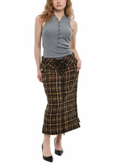 Dsquared2 - Brown Plaid Midi Skirt (24)