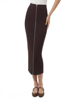Nanushka - Brown Ribbed Midi Skirt