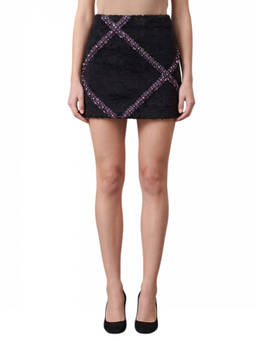 Des Phemmes - Black Embellished Mini Skirt (28)