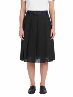 PRADA - Black Pleated Midi Skirt