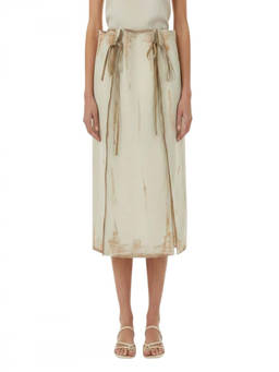 PRADA - Beige Printed Knee Length Skirt