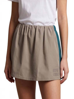 Miu Miu - Khaki Logo Mini Skirt (26)