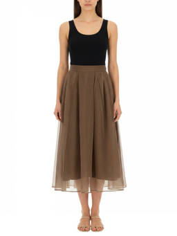 Brunello Cucinelli - Brown Solid Midi Skirt