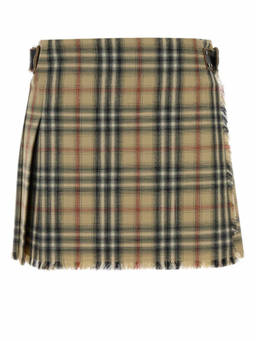 Burberry - Beige Check Pattern Mini Skirt