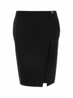 Givenchy - Black 4G Liquid-Detail Wool Skirt