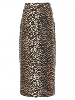 Ganni - Leopard-Print Logo Patch Skirt