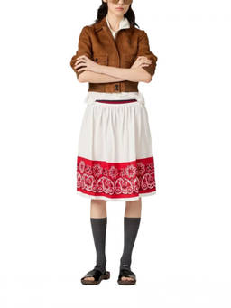 Miu Miu - White Printed Knee Length Skirt
