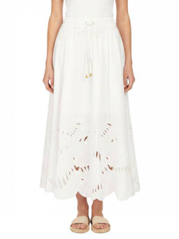 Zimmermann - Ivory Embroidered Midi Skirt