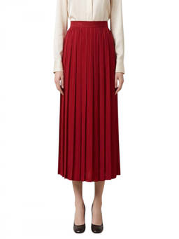 Gucci - Red Pleated Midi Skirt