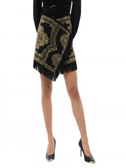 BALMAIN - Black Studded Above Knee Skirt (24)