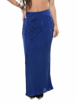 BALMAIN - Blue Pleated Ankle Length Skirt (28)