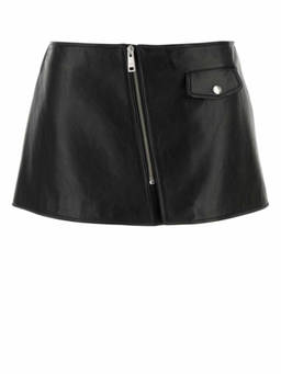 PRADA - Black Leather Mini Skirt (28)