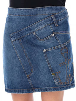 JW Anderson - Blue Twisted Denim Miniskirt