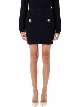 BALMAIN - Black Tweed Mini Skirt