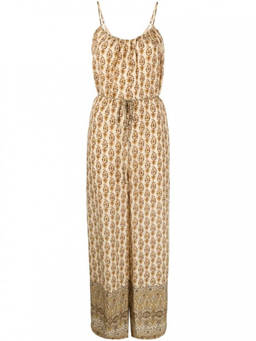 Gold Hawk - Beige Printed Silk Jumpsuit (M)