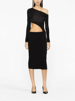 Tom Ford - Black Zipped Ribbed Silk Skirt