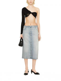 Courreges - Blue Solid Midi Skirt
