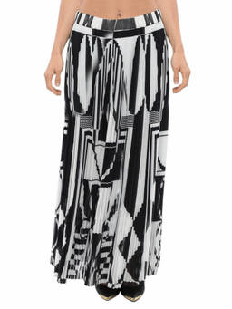 BALMAIN - Blackwhite Geometric Maxi Skirt