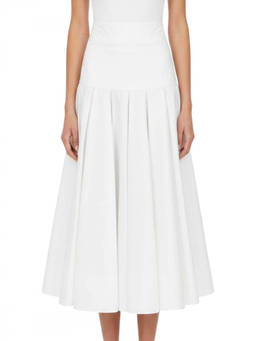 JACQUEMUS - White Solid Midi Skirt