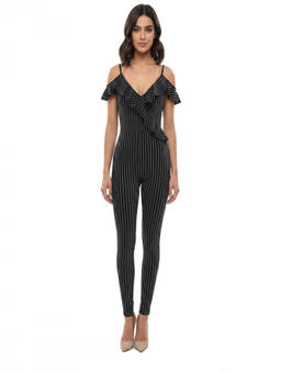 Dsquared2 - Black Stripes V Neck Jumpsuit (M)