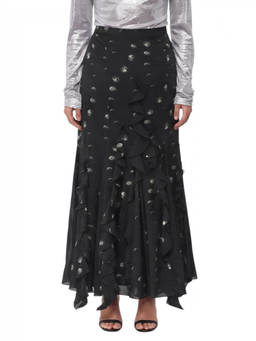 OFF-WHITE - Black Printed Calf Length Skirt (26)