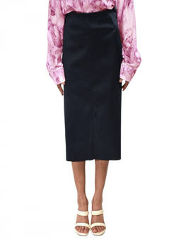 OFF-WHITE - Navy Blue Calf Length Skirt (26)